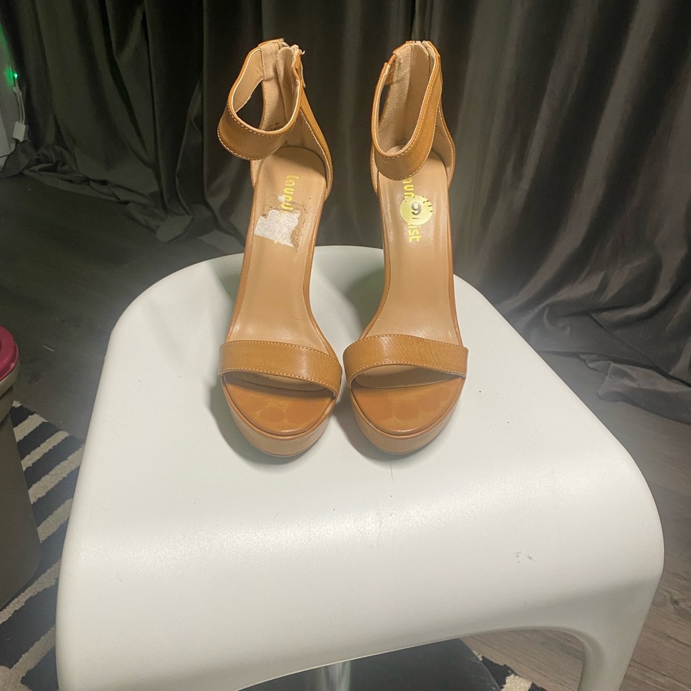 Tan Chunky High Heel